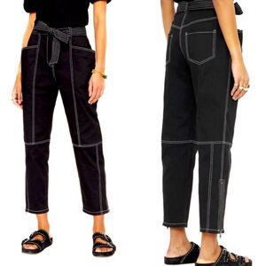 Rebecca Minkoff RITA High-Waist Crop Pants – Size 4 – Black – Missing Belt